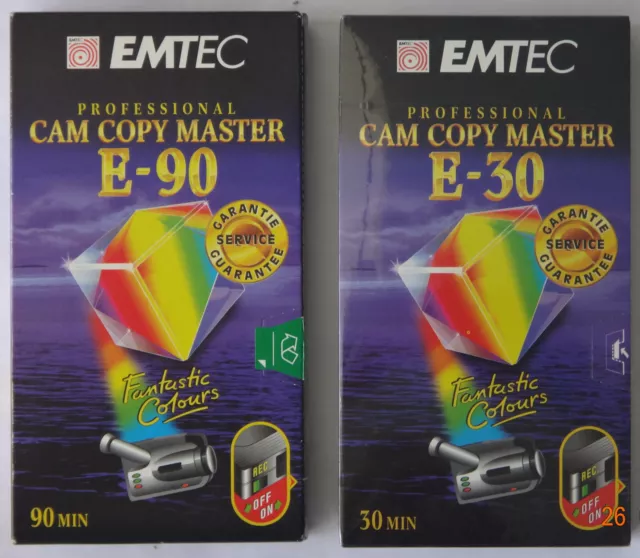 2x VHS Videokassette Emtec Professional Cam Copy Master E-30+E90