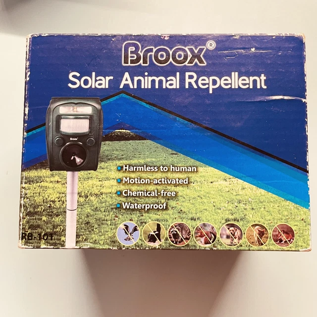 Broox Solar Animal Repeller, Ultrasonic Repellent, Motion Detection