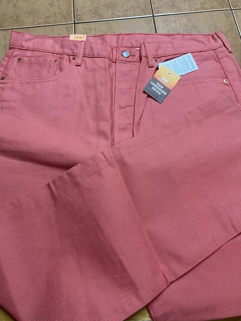 NEW Premium Levis 501 Jeans Original Shrink to Fit Raw Denim Pink Sz 32 x 34