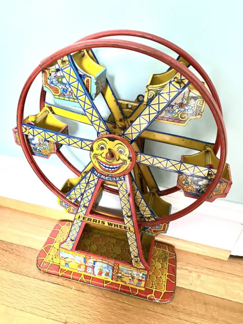 Vintage Rare #172 J.Chein Tin Litho Hercules Ferris Wheel Wind-Up Toy