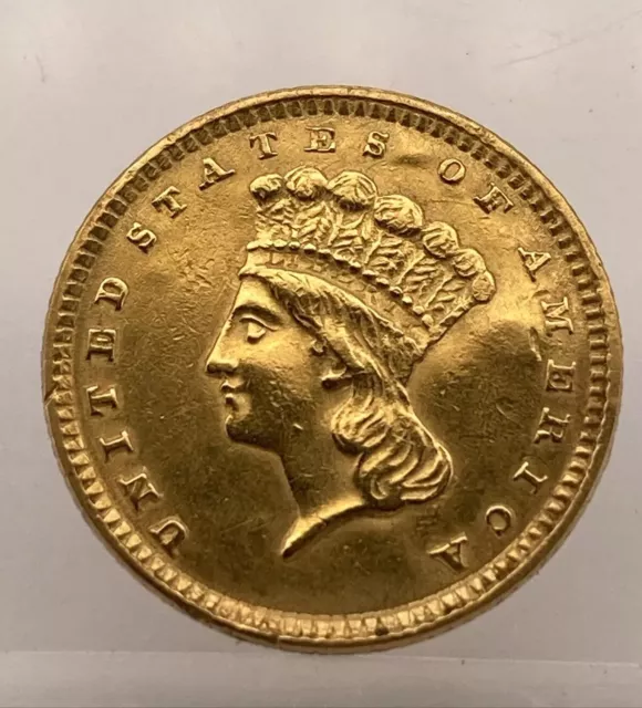 1857 Type 3 Gold One Dollar $1 Indian Princess Head Pre-33