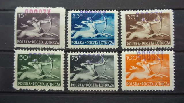 Polen 1948 / Kat. Fischer Nr. 444 – 449 mit Aufdruck Groszy  Postfrisch / MNH (