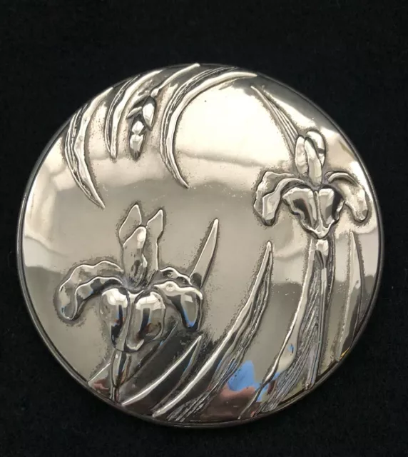 Antique Silver Metal Hand Pocket Mirror