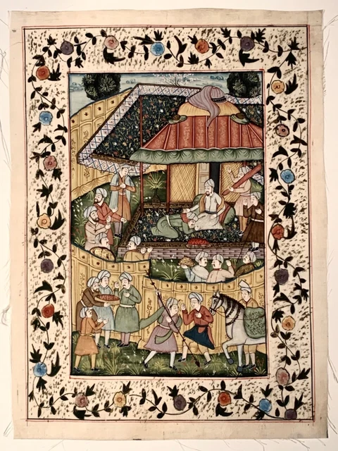 Mughal Indien Miniatur-Malerei 1960 auf Seide 22x30  (9 Motive zur Wahl)