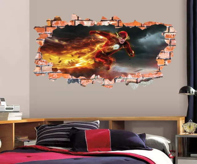 The Flash Wall Decal Smashed Wall Art Sticker Home Decor Kids Mural Marvel LT39