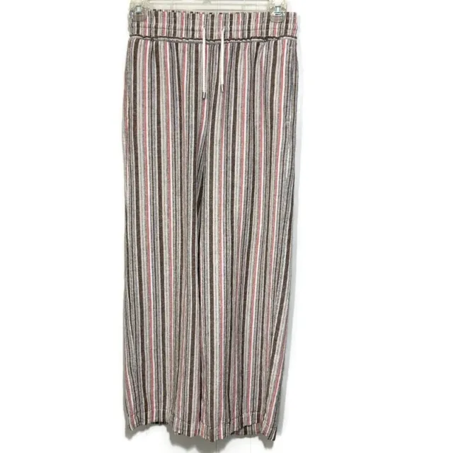Time And Tru Pants Women S Palazzo Linen Blend Elastic Waist Drawstring Pockets