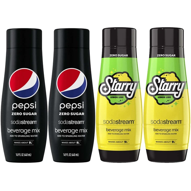 SODASTREAM® PEPSI® STARRY® Zero Sugar Mix 440ml, Pack of 4 Assorted