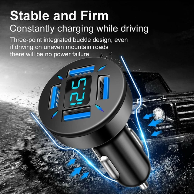 Caricabatterie per auto multiporta con rilevamento tensione 4 porte USB design durevole