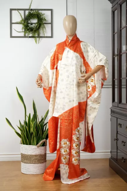 Dear Vanilla Japanese Silk Furisode Kimono Women's Authentic Japan Vintage Mint