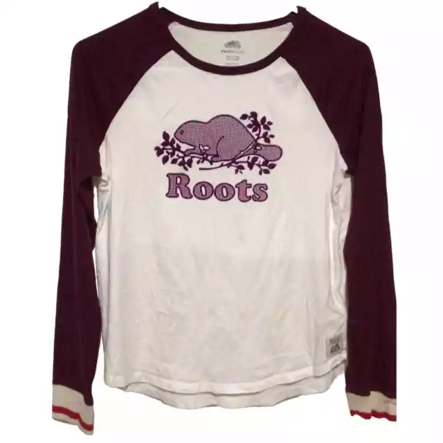 Roots Kids ~ Purple with White "Roots" Baseball Style Shirt ~ Youth Size XXL