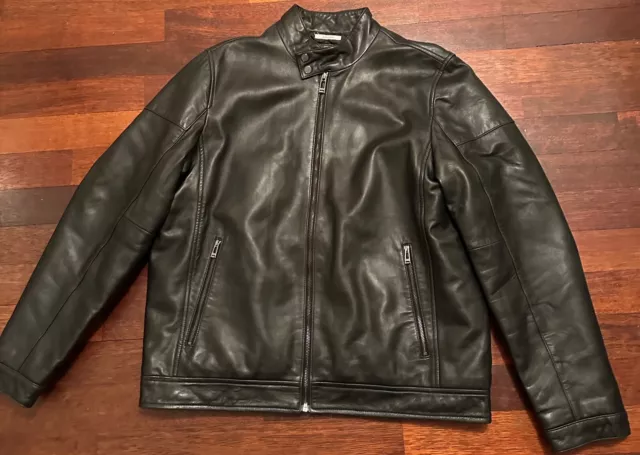 CALVIN KLEIN PREMIUM LEDERJACKE SCHWARZ HERREN GRÖßE XL