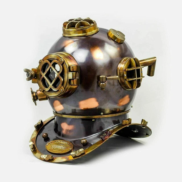 Reproduction De Casque De Plongée US Navy Mark V - Acier Et Laiton - Modèle Haute Mer