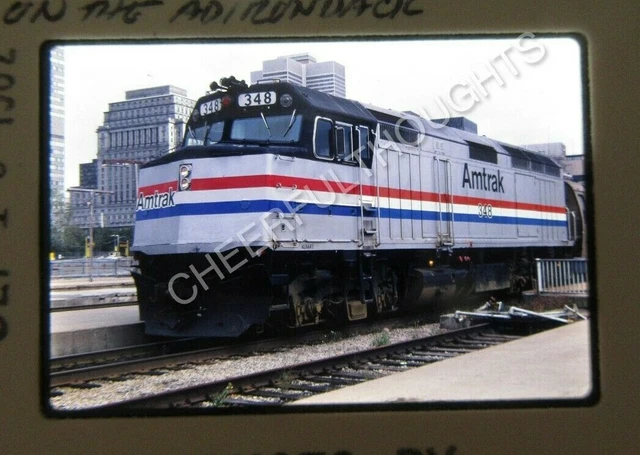Original '82 Kodachrome Slide AMTK Amtrak 348 F40PH Montreal     28D48