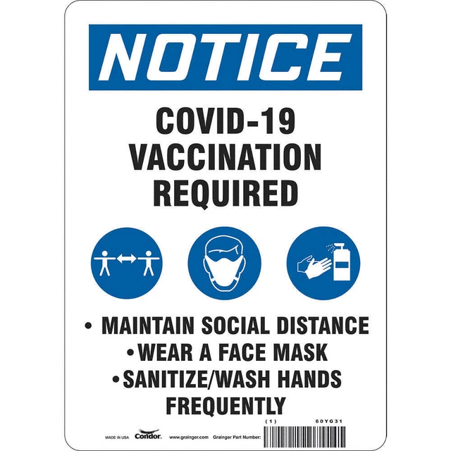 CONDOR 60YG31 Facemask Reminder Safety Sign