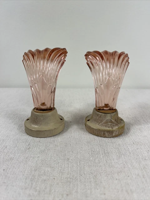 Vintage Pink Depression Glass  Drapery Curtain Tie Back Holders Art Deco Boho