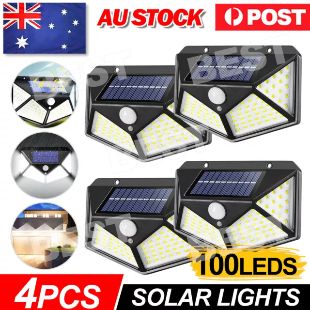 4X Waterproof LED Solar Powered Light Outdoor PIR Motion Sensor Garden Security