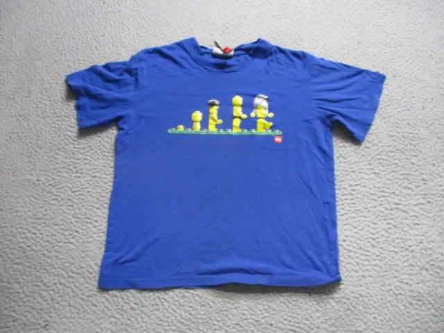 Vintage Lego Shirt Youth 9-10Y Blue Short Sleeve Lego Brick Figure Evolve