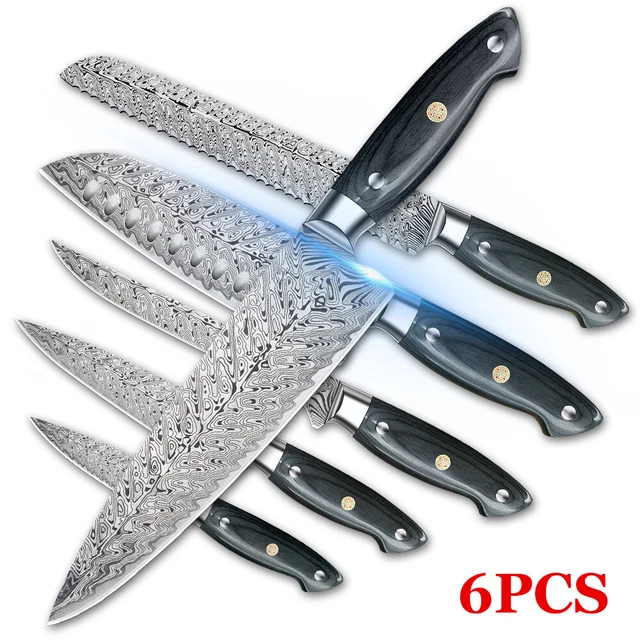 6Pcs Kitchen Chef Knife Japanese Stainless Steel Sharp Cooking Slicing Cleaver