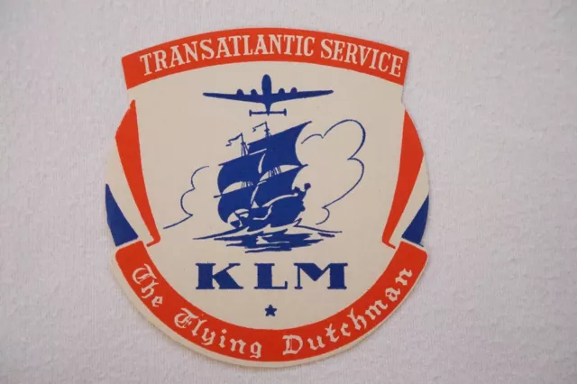 KLM Royal Dutch Airlines Flying Dutchman Transatlantic Airline Luggage Label