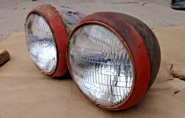 1939 1940 Chevy Truck HEADLIGHT ASSEMBLIES Original GM pair SEALED BEAM 1937-38