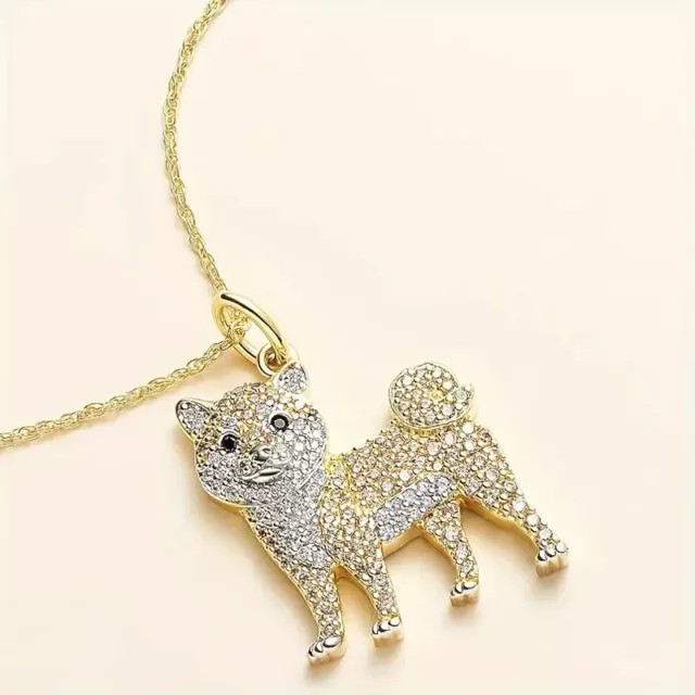 Fashionable And Cute Shiba Inu Pendant Necklace Inlaid With Rhinestones Fashion 3