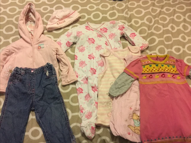 Baby Girls Clothes Bundle Age 9-12 Months Dress All In One Jacket Jeans Hat M&S