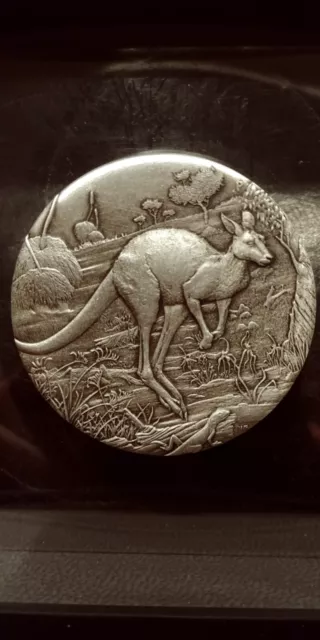 2016 2oz Silver High Relief Australian Kangaroo - Antiqued Coin - Perth Mint COA