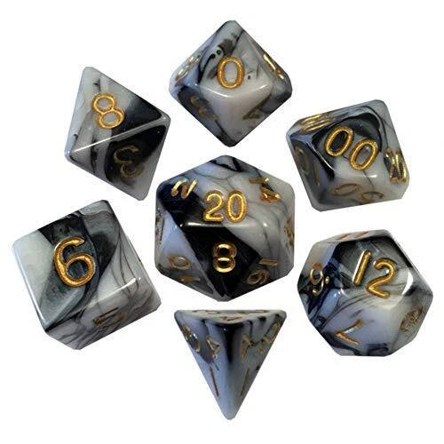 Metallic Dice Games 7-Set: 16mm: Acrylic BKWHgd (US IMPORT)