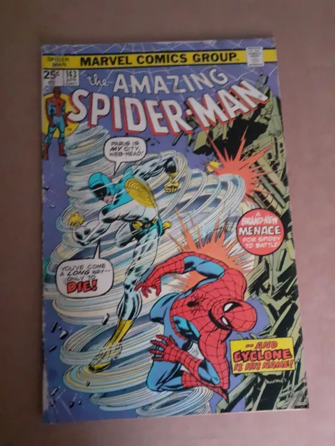 Amazing Spiderman No 143 1st Appearance Cyclone. Acceptable. 1975 Marvel Comic