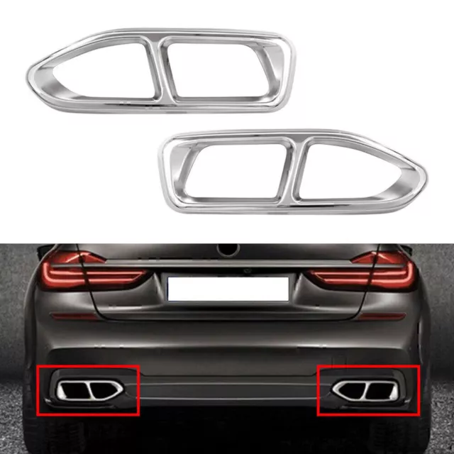 Silver ​Tail Muffler Exhaust Pipe Cover Trim For BMW 7 Series G11 G12 16-18 UK