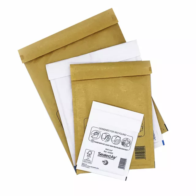 Mail Lite / Lites Padded Bags Envelopes 'All Sizes' - White & Gold Mailing Bags 2