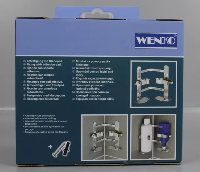 WENKO Turbo-loc gel de ducha de esquina soporte para champú Duo Clippsy estante de esquina estante de pared NX-CL 2