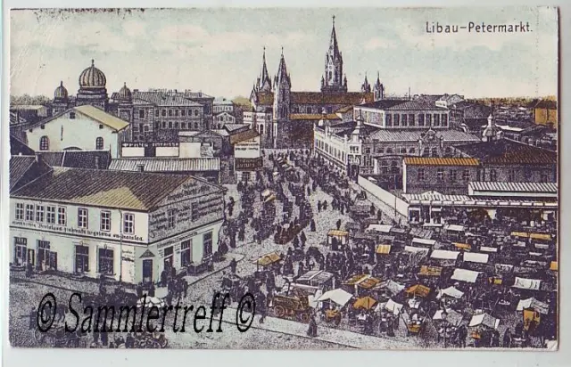 Petermarkt    Libau Lettland Kurland Liepāja 1916  teilcoloriert
