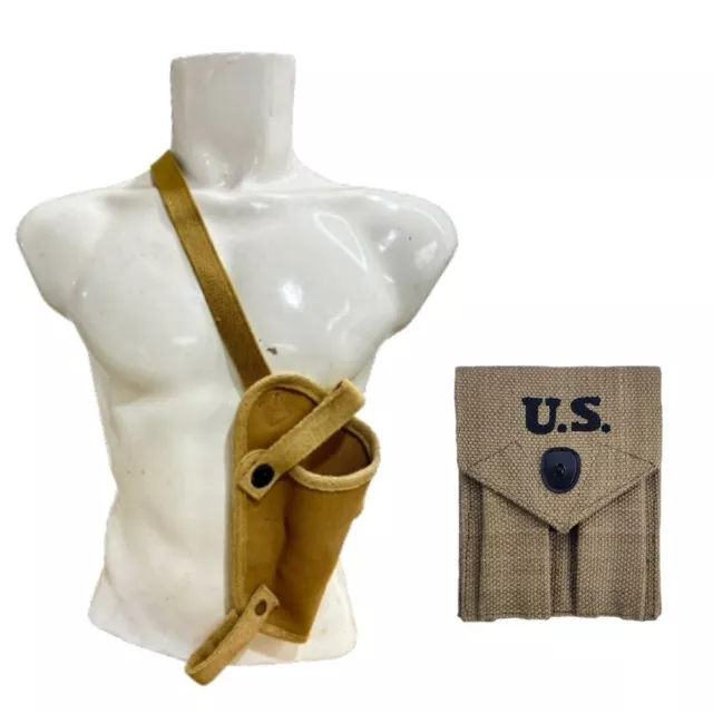 Colt Canvas Khaki Shoulder Holster with U.S WWII M1911 Colt Mag Canvas Pouch