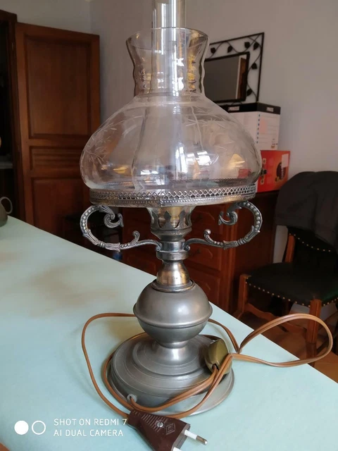 Lampe De Chevet Vintage En étain – 19 Cm – Classique – Bouton-poussoir