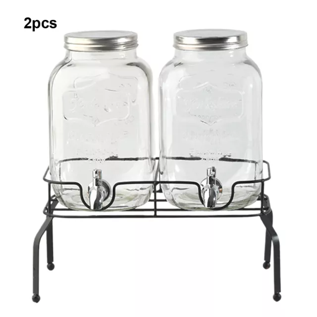 2pcs Wide Diameter Glass Juice Jug With Tap For Travel High Hardness Dispenser