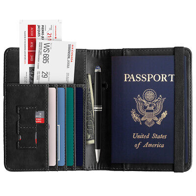 Slim Leather Travel Passport Wallet Holder RFID Blocking ID Card Case Cover US
