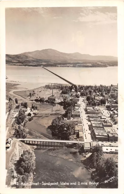 J43/ Sandpoint Idaho RPPC Postcard c1940s Main Street Stores Bridge 244