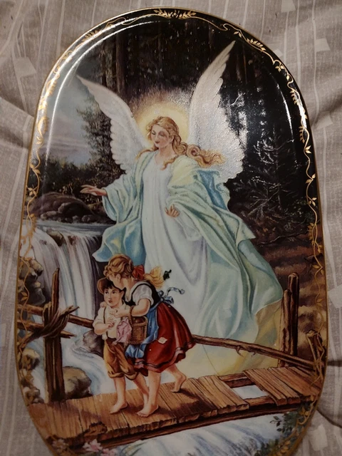 Vtg 1995 BRADFORD EXCHANGE Guardian Angel Plate Wall Plaque BEHUTETER HEIMWEG