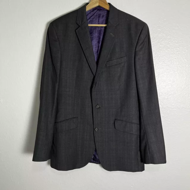 Ted Baker Endurance Jones CT 100% Wool Gray 2 Button Blazer Jacket Coat Size 42