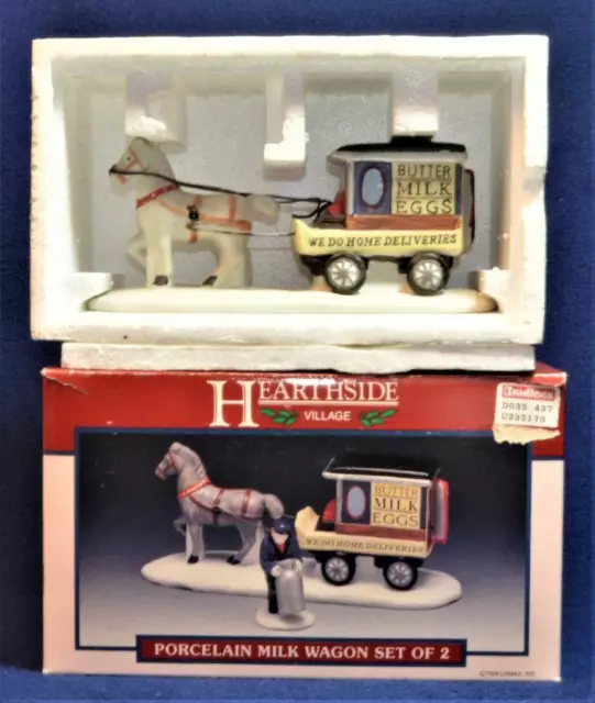 Original Box 1994 Lemax Porcelain Hearthside MILK WAGON Figurine #43121