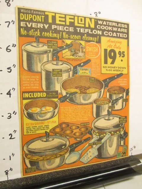 newspaper ad 1966 DuPont TEFLON waterless cookware fry pan dutch oven no stick R