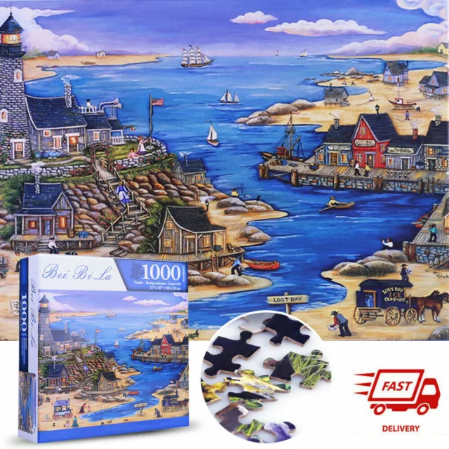 1000PCS Jigsaw Puzzle Set Sailing Harbour Puzzles 1000 Mini Pieces Ages 14+