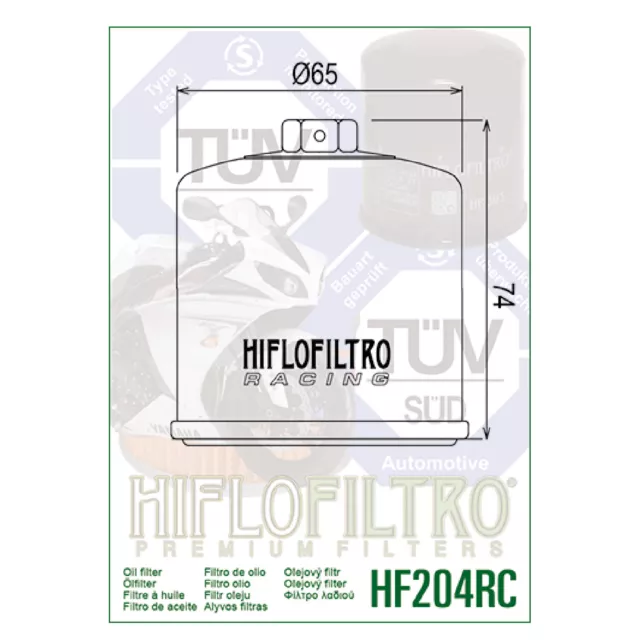 Filtro Hiflo HF204RC Per Honda GL1800 P Gold Wing Premium Audio SC47 2006>2007 2