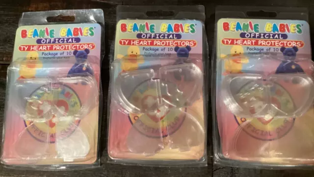 3 packs Official Ty Beanie Baby Heart Tag Protectors Authentic. M