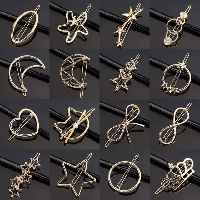 Women's Geometric Metal Hair Clips Barrette Slide Grips Hair Clip Hairpins Alloy