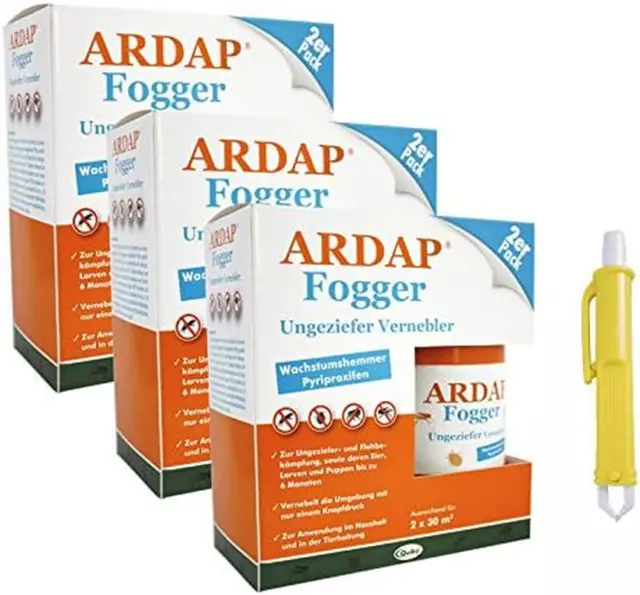 3 X 2 X 100Ml Ardap Fogger Sparpack Ungeziefer Vernebler 6 Räume + Zeckenzange