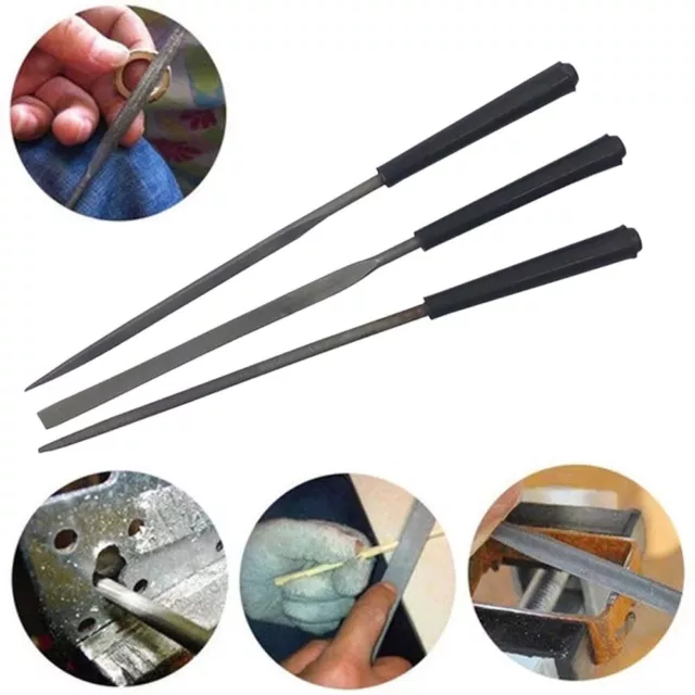 Must Have 3 Piece File Set Flat Triangle Round Steel Files for Woodworking