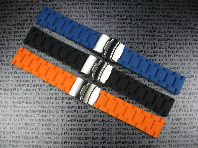 20mm Soft Rubber Strap Diver Deployment Watch Band Black Blue Orange IWC GA X1