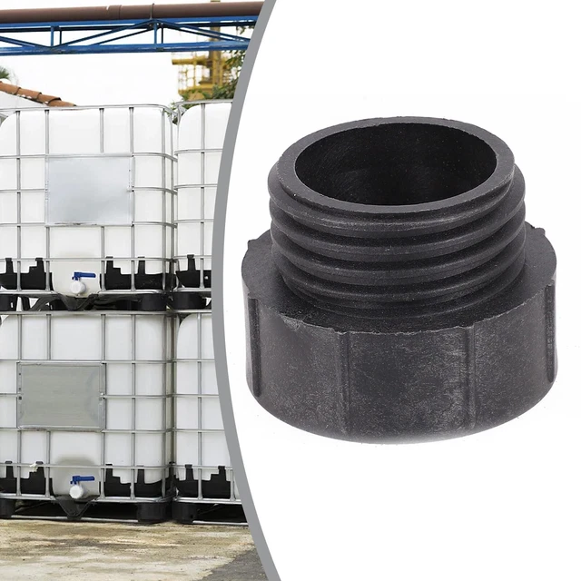Adaptateur IBC 2 Pouces (5.1 Cm) BSP Fin Vers S60x6 - Raccord Pour Conteneur IBC, Noir, Polypropylène